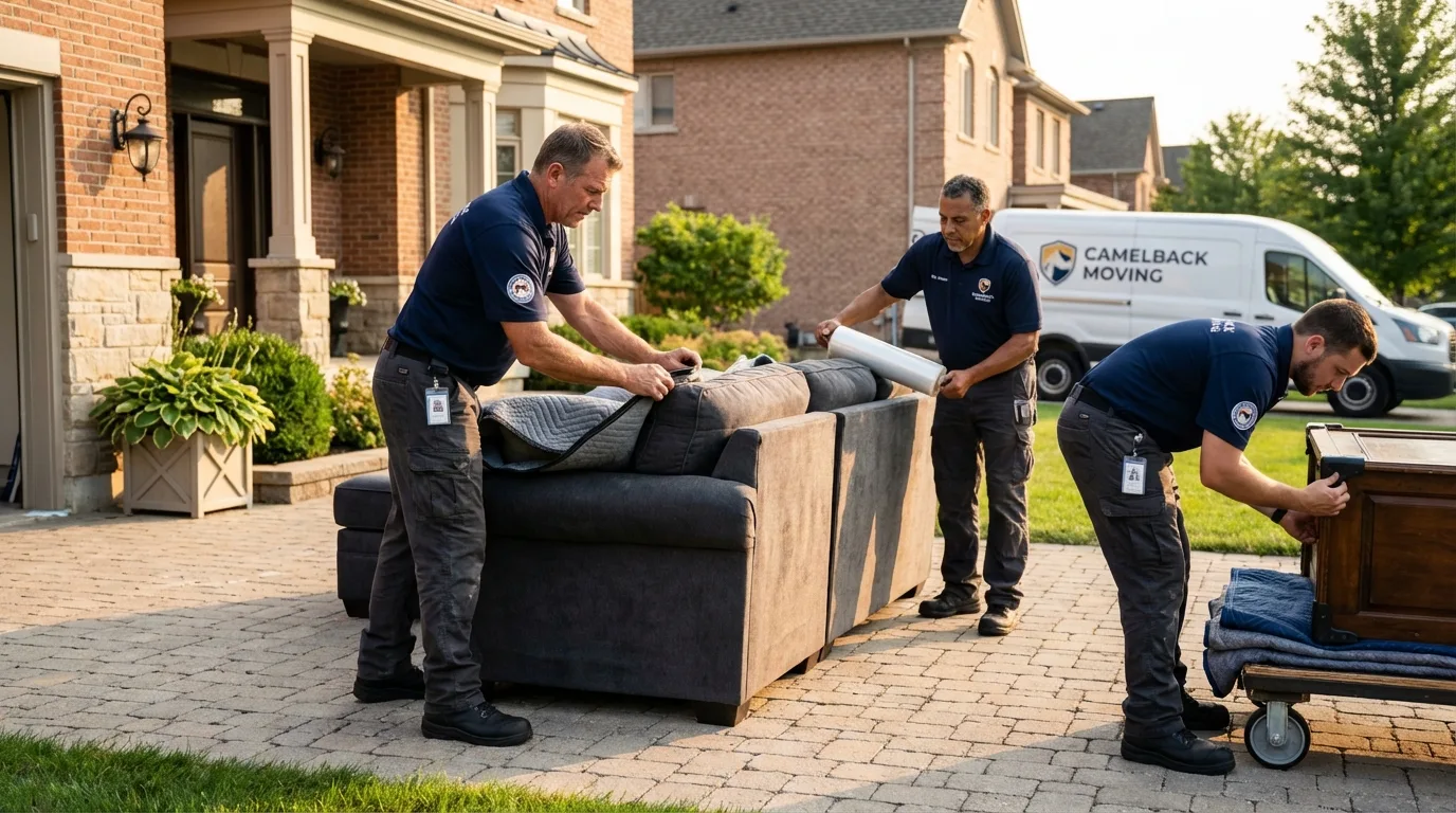 Large estate moving crew wrapping furniture in Bedford, PA